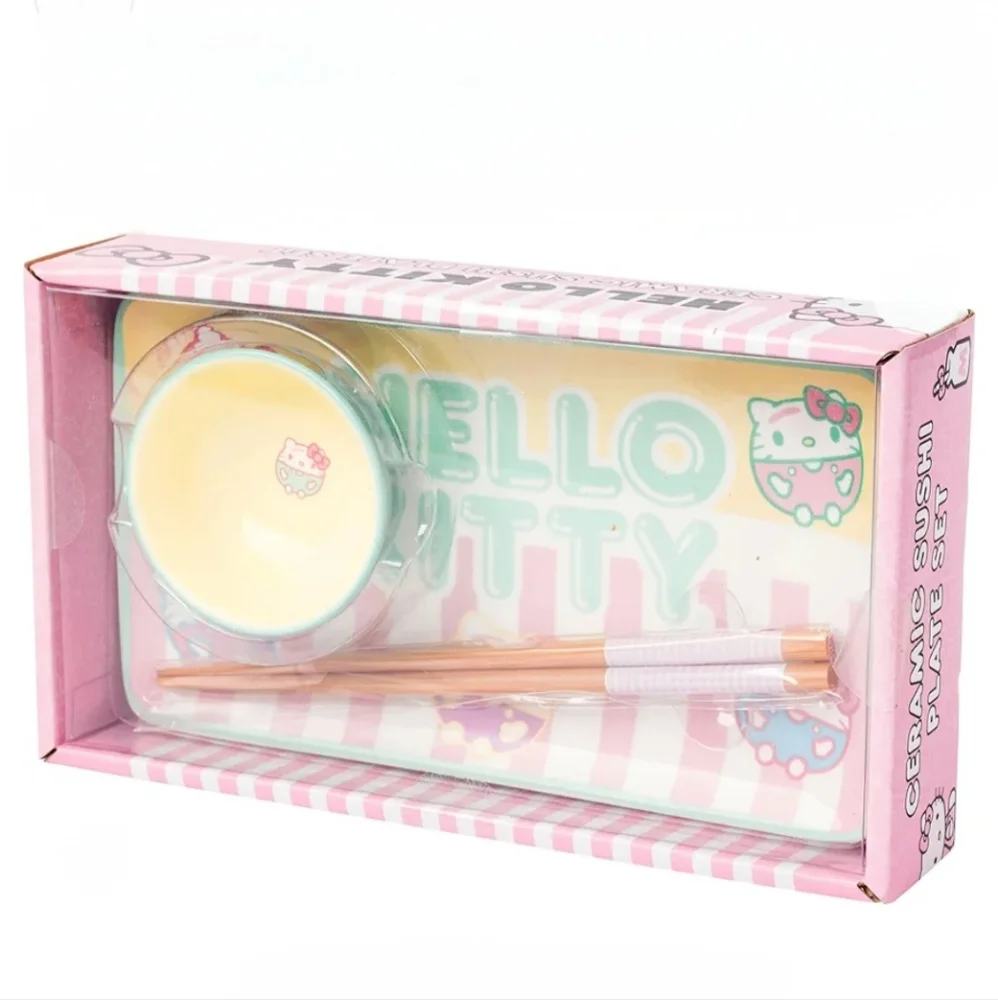 Hello Kitty Ceramic Sushi Plate Set NWT